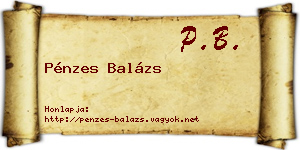 Pénzes Balázs névjegykártya